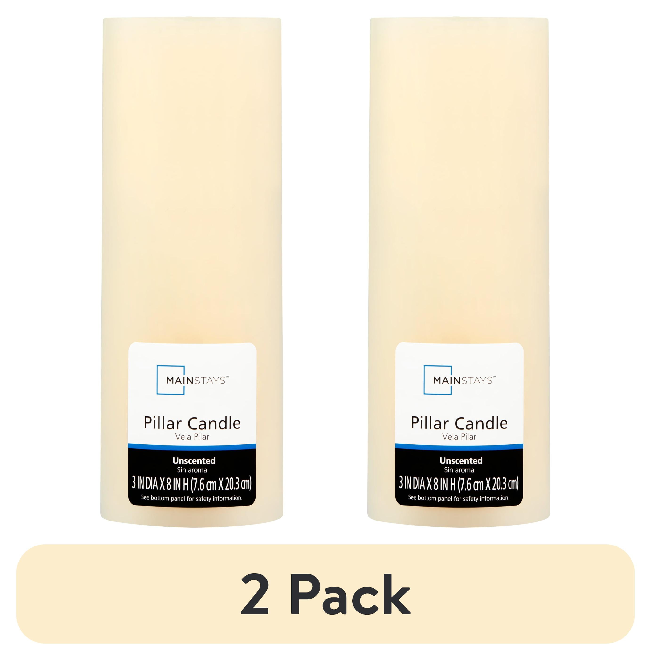 (2 pack) Mainstays Unscented Pillar Candle, 3x8 inches, Ivory