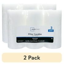 (2 pack) Mainstays Unscented Pillar Candles, 3-Pack, 3x6 Inches, White