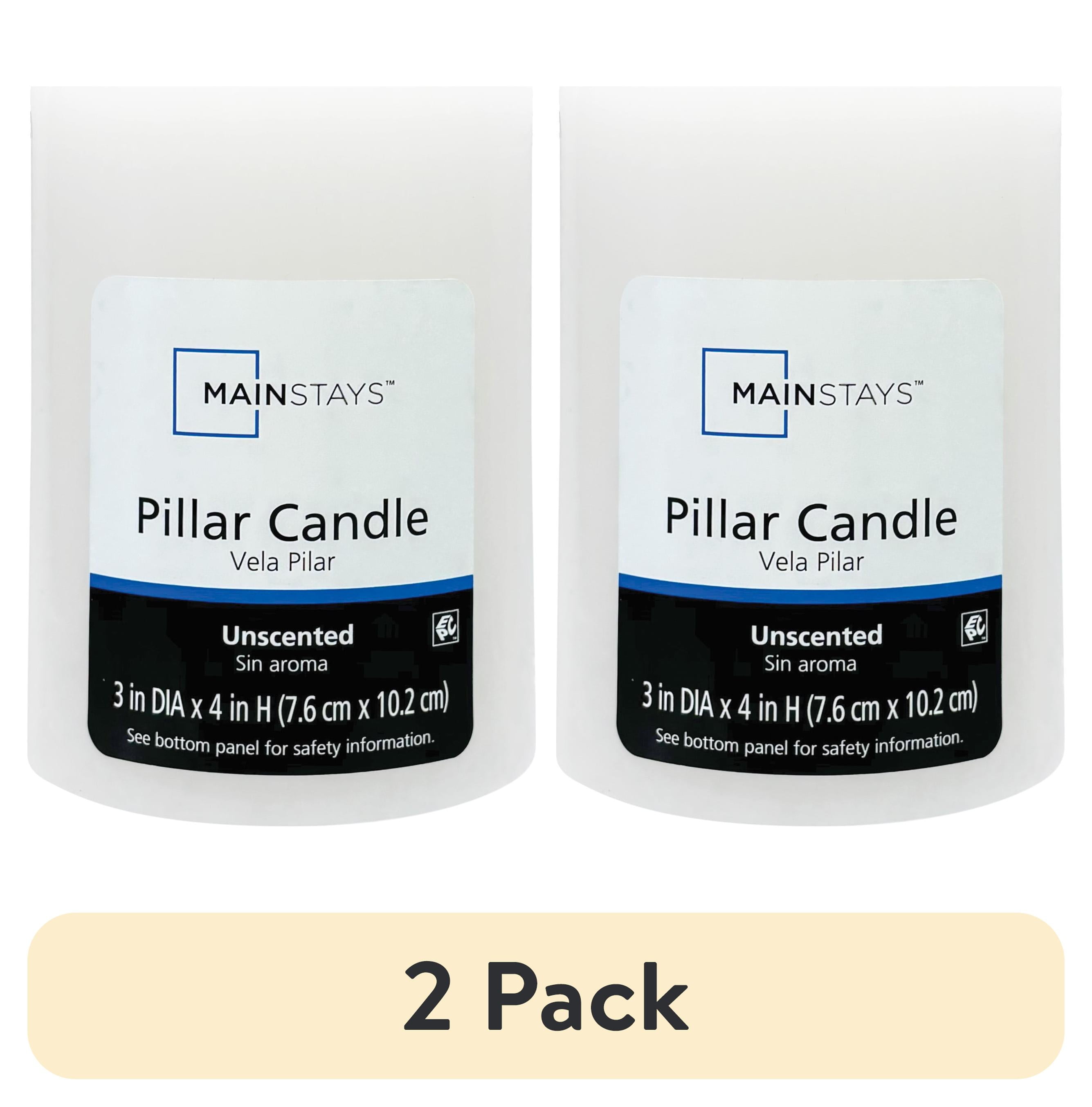 (2 pack) Mainstays Unscented Pillar Candles, 3x4 Inches, White