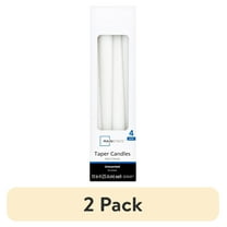 (2 pack) Mainstays Unscented Taper Candle, White, 4-Pack, 10 inches Long