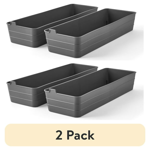 (2 pack) Mainstays Utility Storage Flex Tray, Gray, 5" x 15", 2 Pack