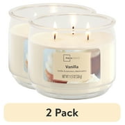 (2 pack) Mainstays 3-Wick Scented Glass Jar Candle, Vanilla, 11.5oz.