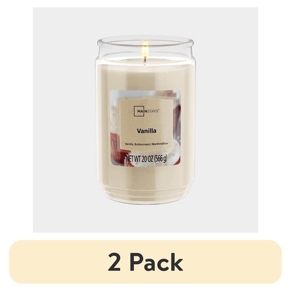 (2 pack) Mainstays Single-Wick Scented Glass Jar Candle, Vanilla, 20oz.