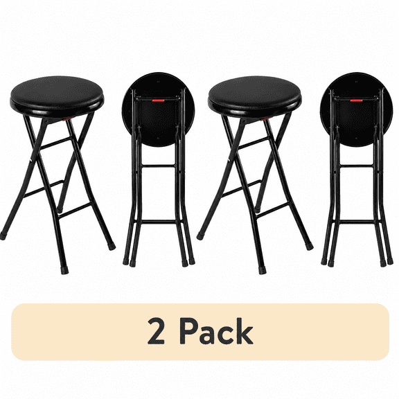 (4 pack) Mainstays Folding Counter Stool Set, Black, 2 count