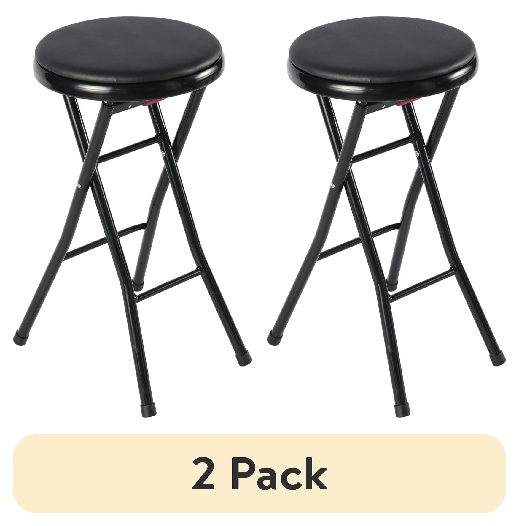 (2 pack) Mainstays Vinyl Padded Folding Counter Stool, Black (Set of 2)