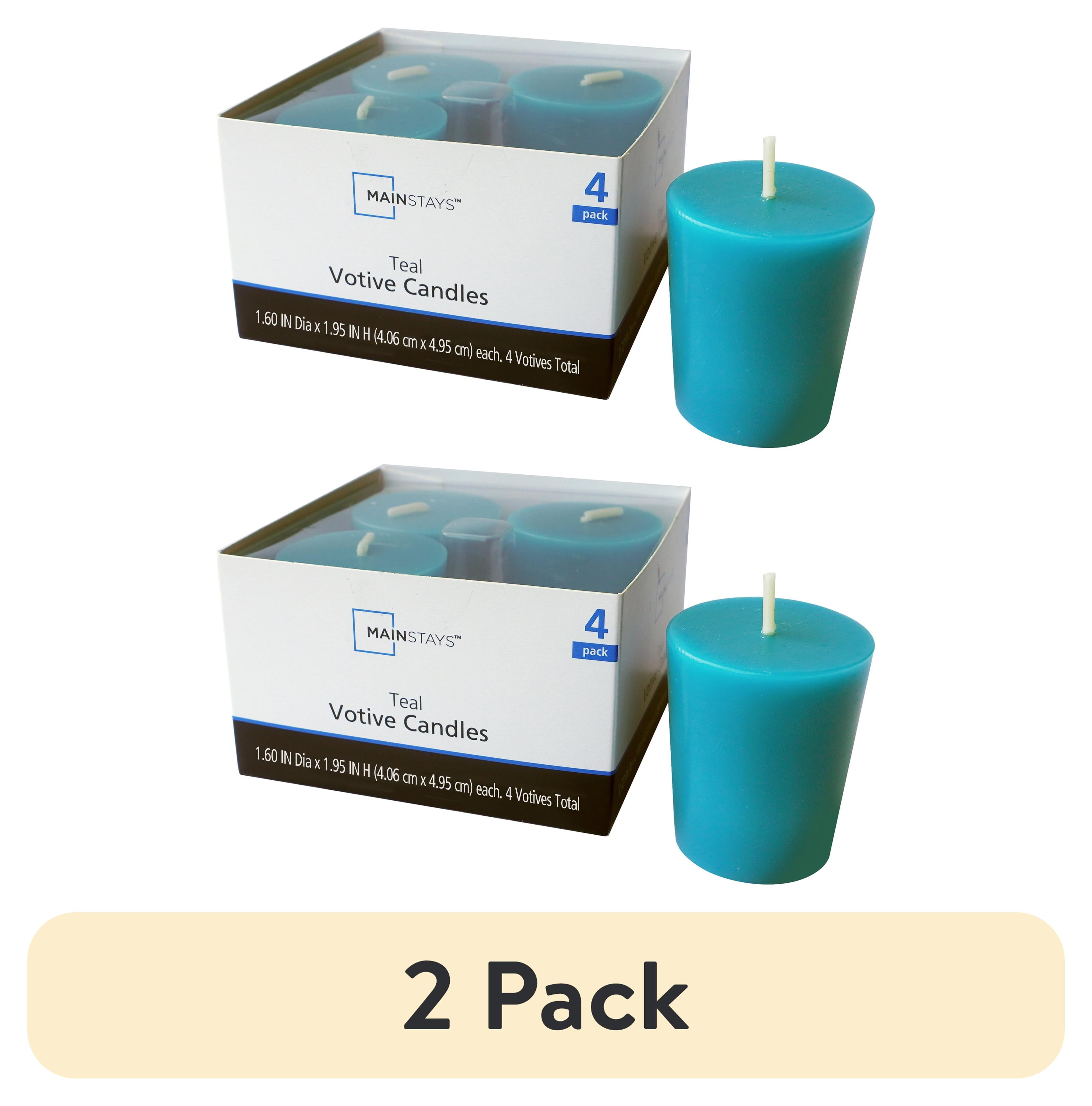 (2 pack) Mainstays Votive Candles, Unscented, Teal, 4 Pack