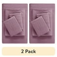 thumbnail image 1 of (2 pack) Mainstays Washed Ultra Soft Microfiber Bed Sheet Set, Full, Lilac Bloom, 4 Piece, 1 of 16