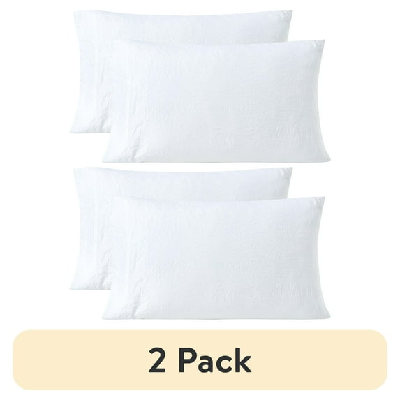 (2 pack) Mainstays Washed Ultra Soft Microfiber Pillowcase Set, King, Arctic White, 2 Piece