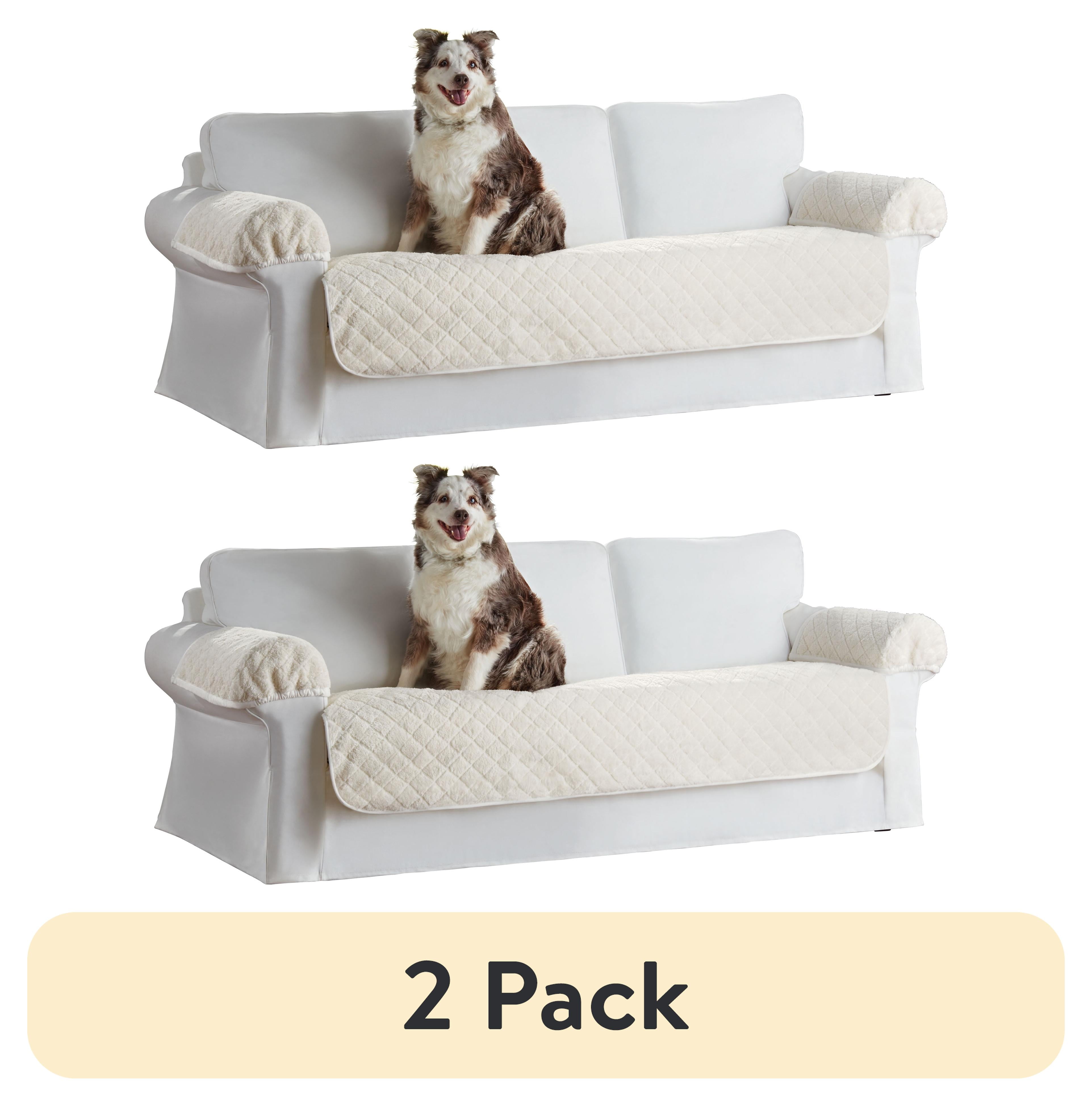 (2 pack) Mainstays Waterproof Sherpa Fabric Sofa Furniture Cover, 3-Piece, Cream White