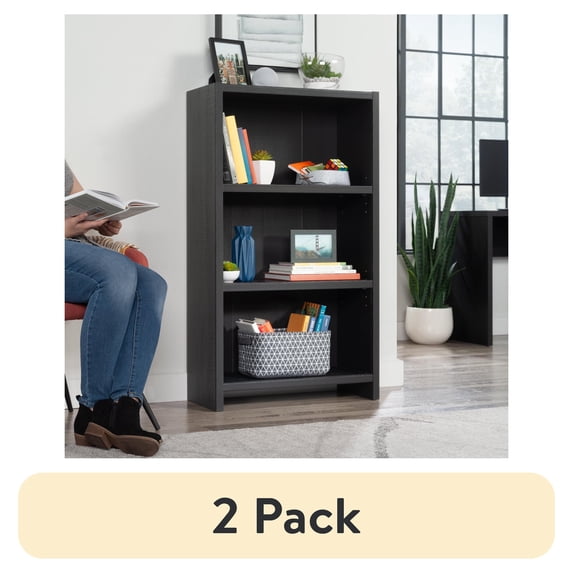 (2 pack) Mainstays Westley 3 Shelf Bookcase, Black Finish
