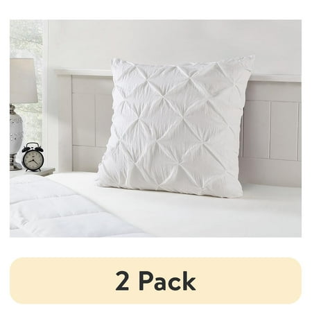 (2 pack) Mainstays White Pintuck Pleat Microfiber Sham, Euro Sham