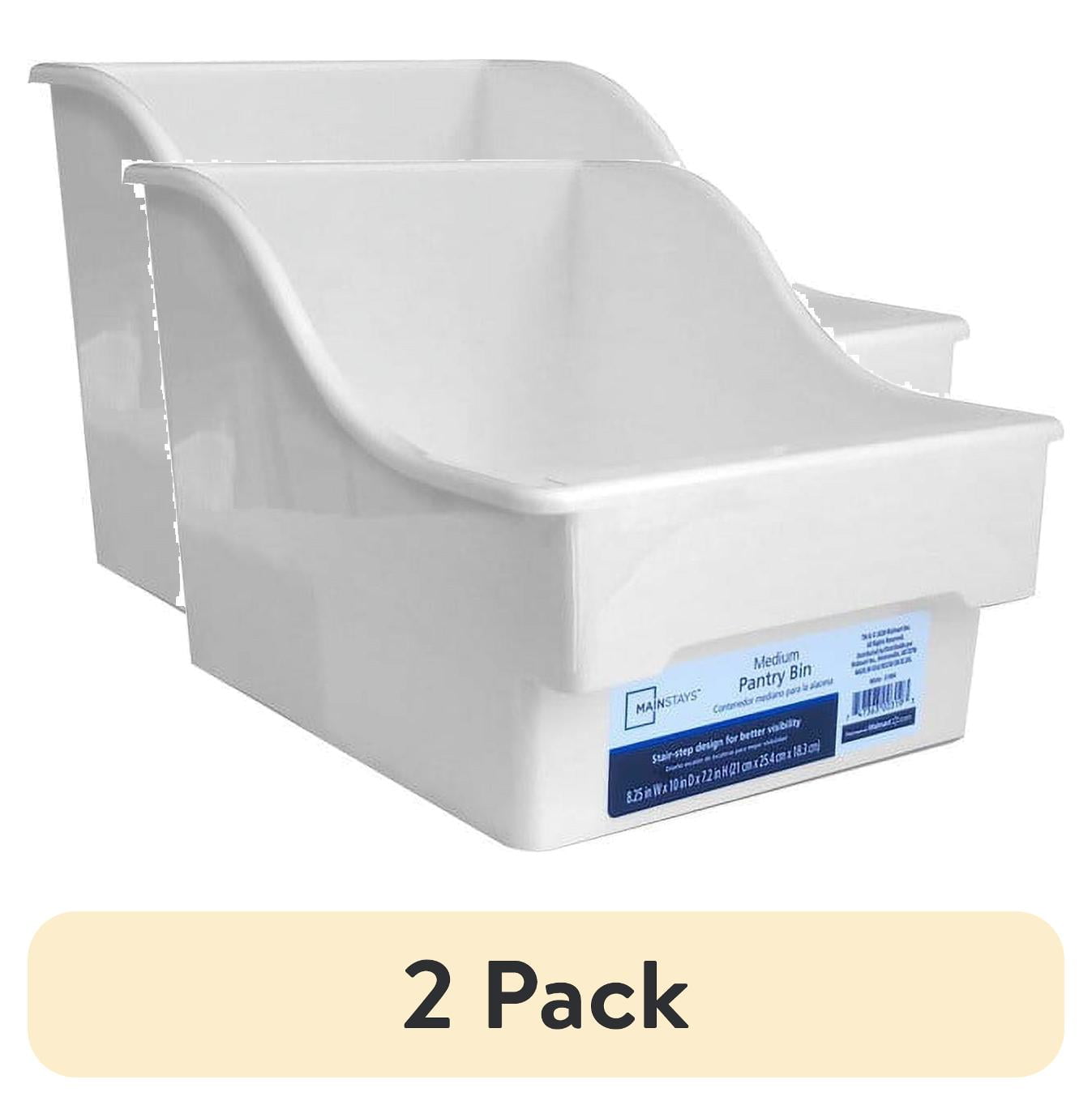 (2 pack) Mainstays White Plastic Pantry Basket, Medium 0.72 oz. (1 Piece) 10" x 8.25" x 7.20"