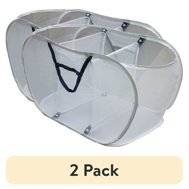 (2 pack) Mainstays White Polyester Mesh Pop-up Triple Sort Laundry Basket, 16" x 16" x 28"