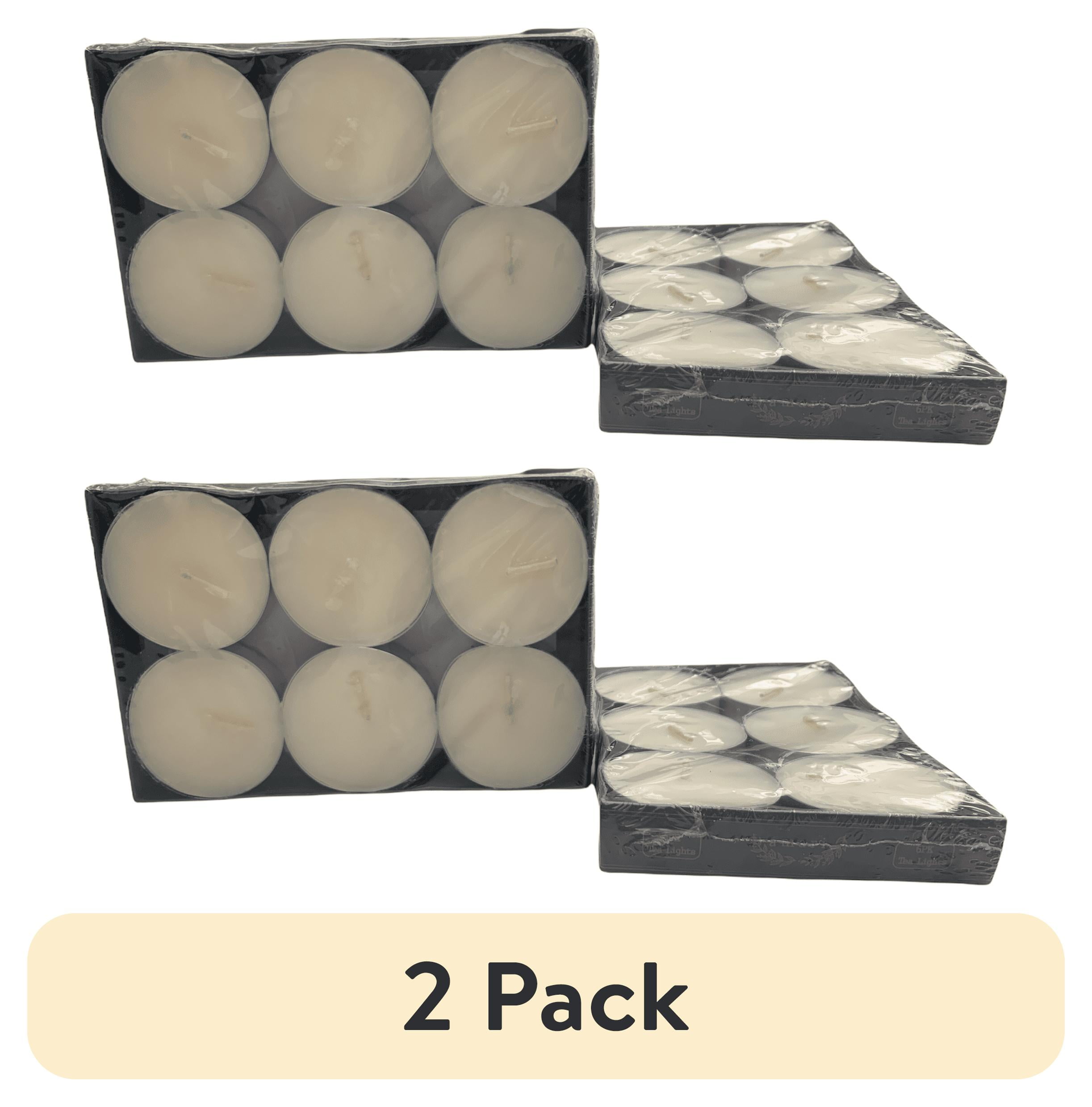 (2 pack) Mainstays White Unscented Indoor/Outdoor Oversized Tealight Candles, 6 Count