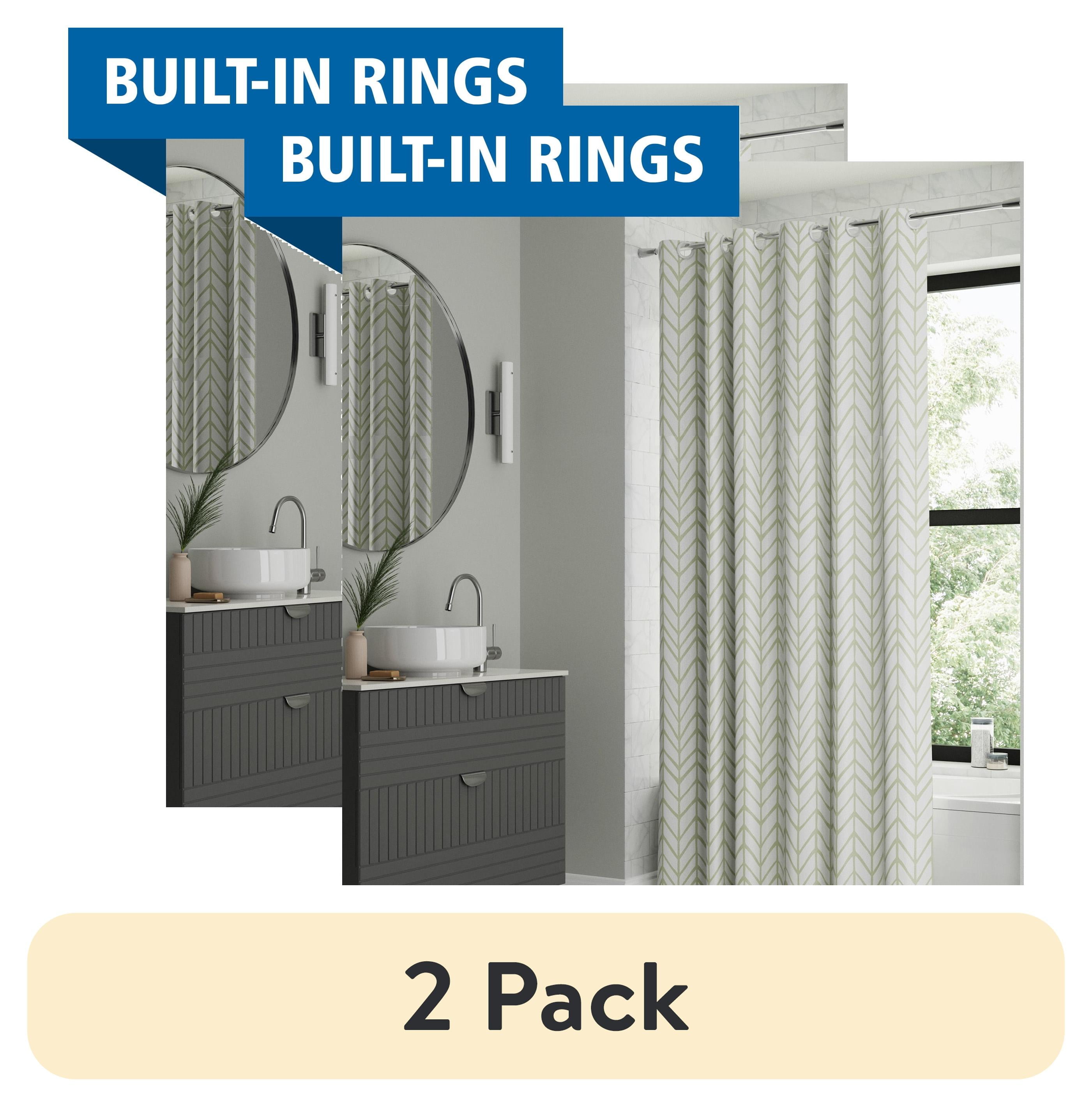 (2 pack) Mainstays Willcrest Easy Hang Fabric Shower Curtain, 70" x 74", Sage Green