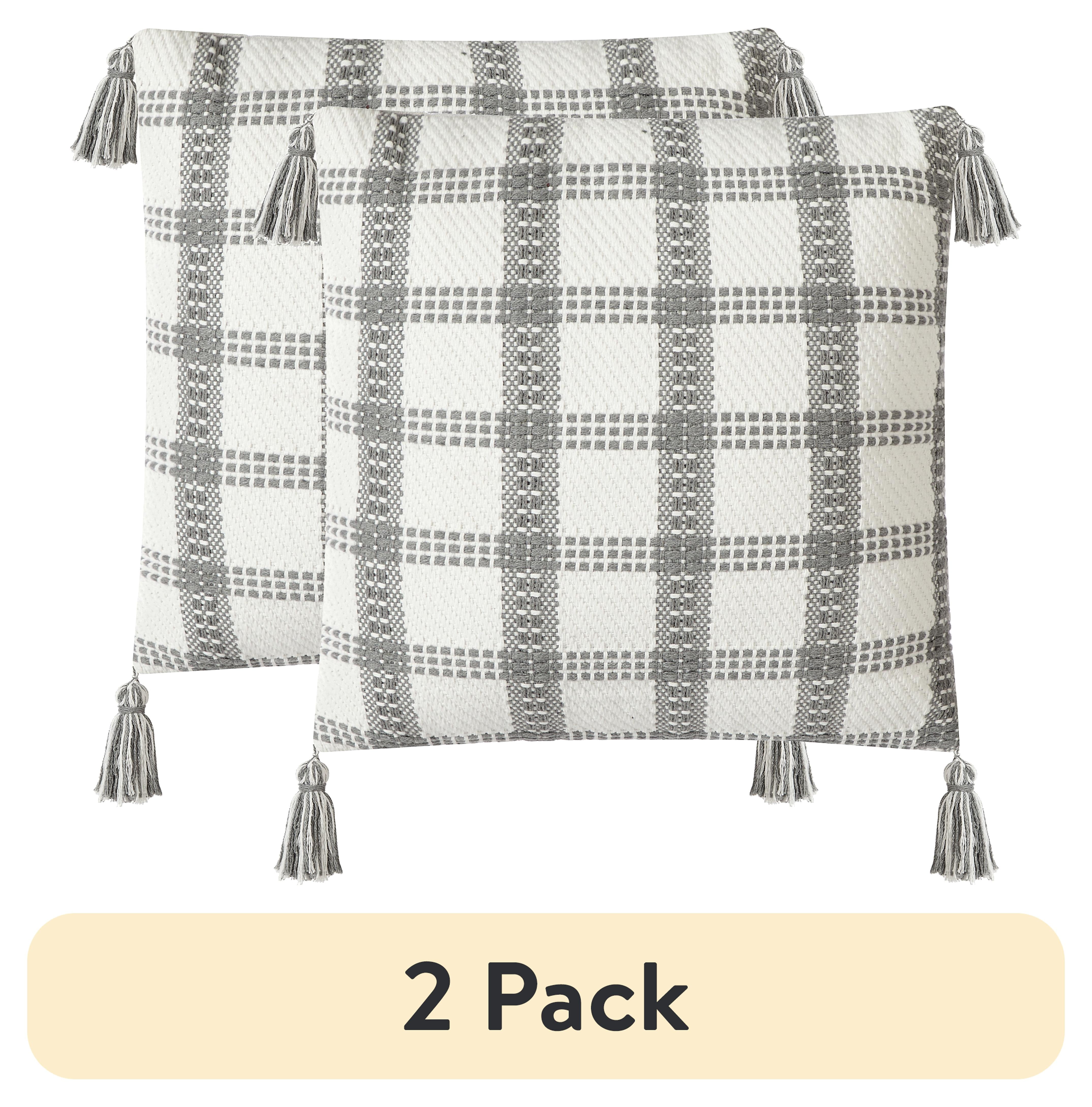(2 pack) Mainstays Window Plaid Square Decorative Pillow, Gray 18" x 18"