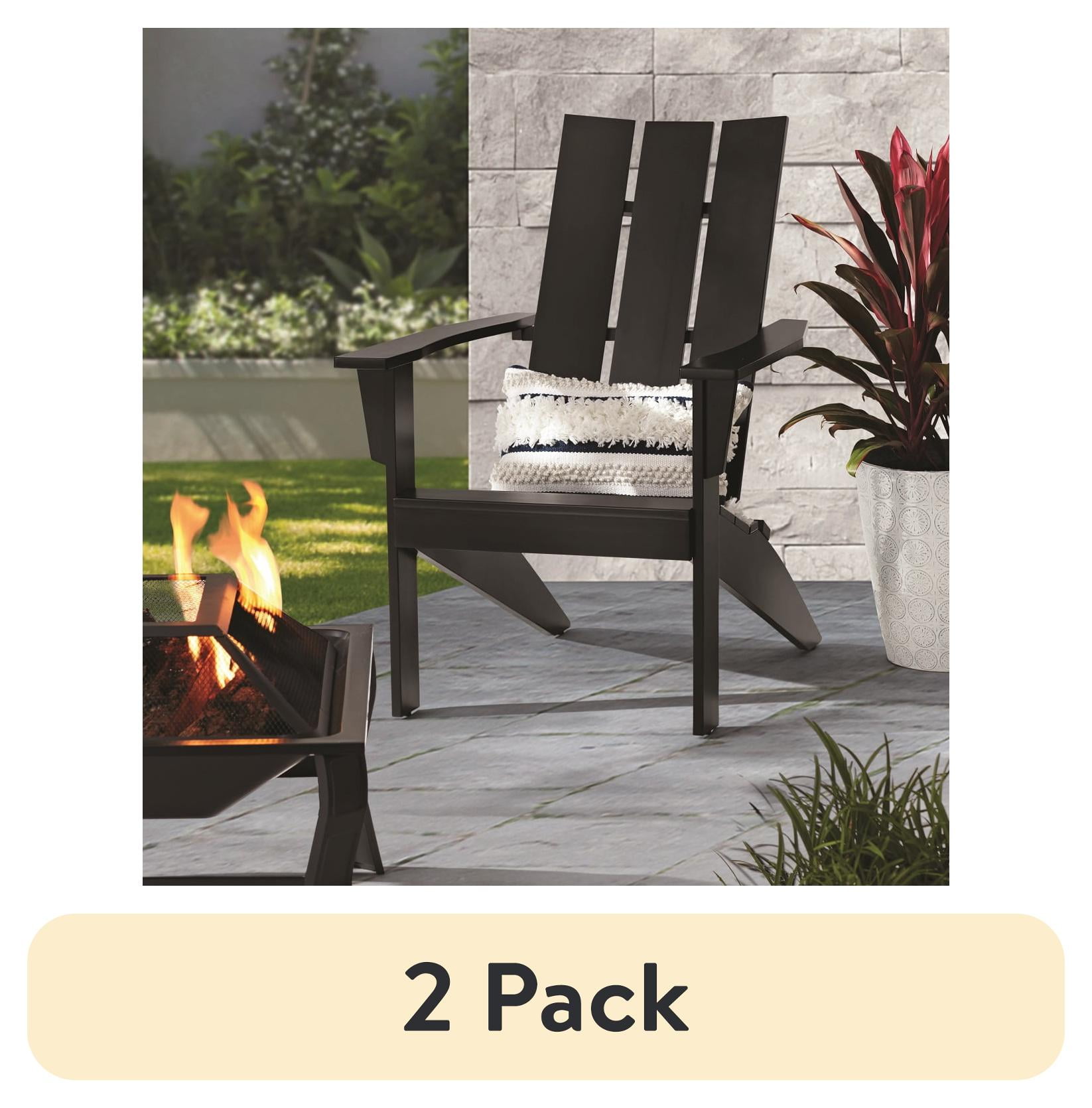 pack) Mainstays Wood Outdoor Modern Adirondack Chair, Natural