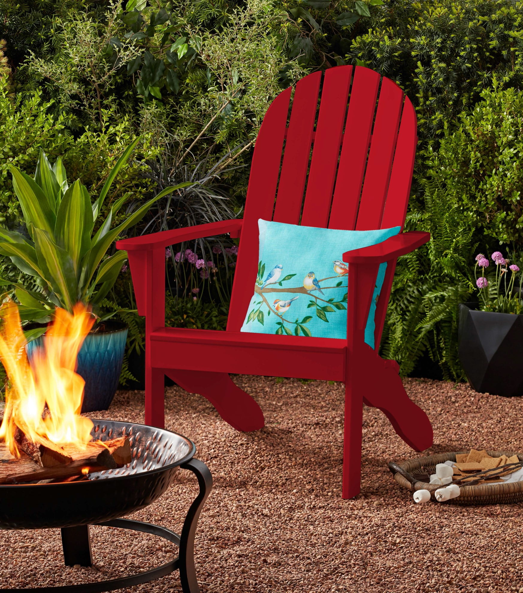 (2 pack) Mainstays Wood Outdoor Adirondack Chair, Red