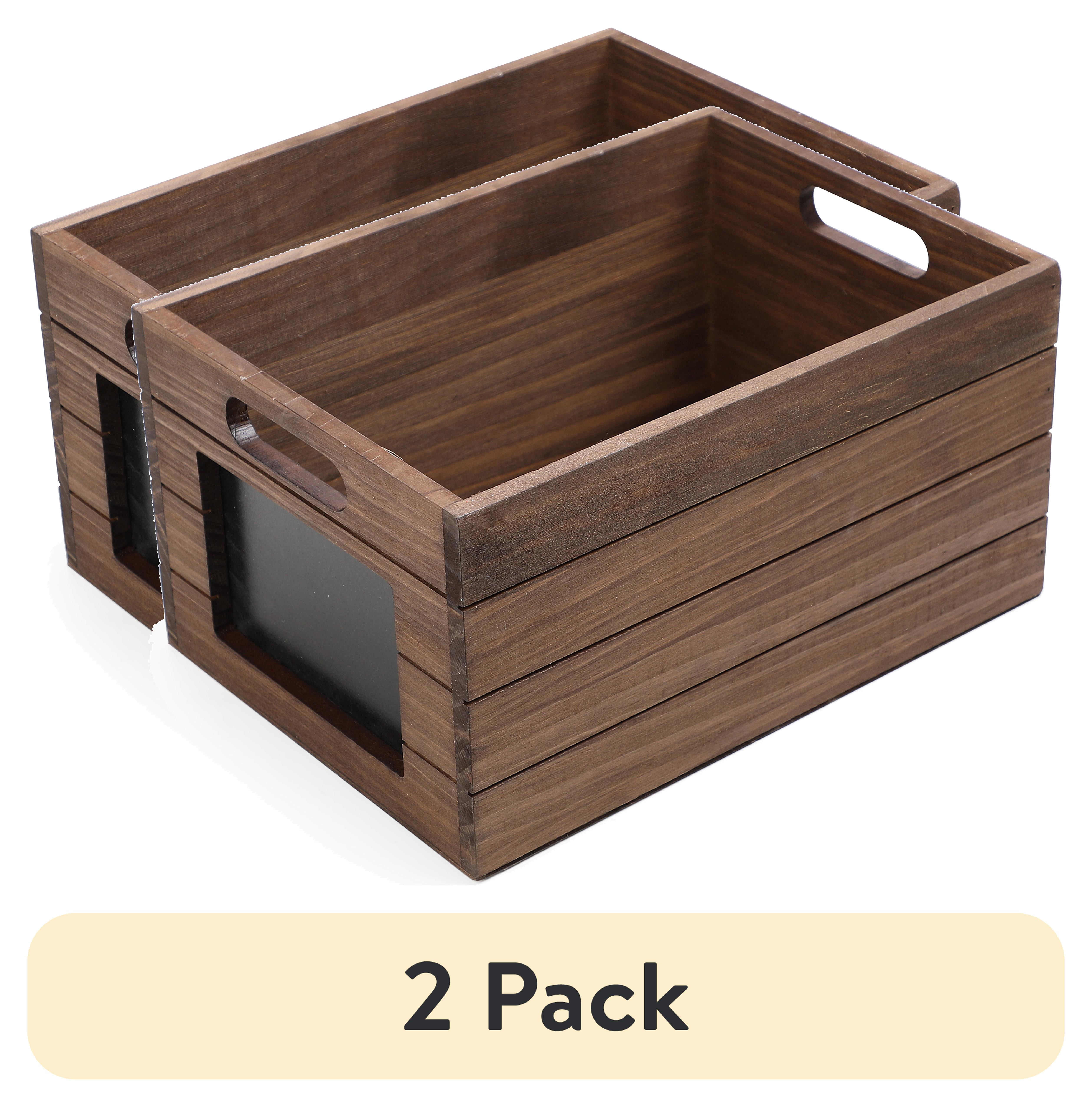 2 pack) Mainstays Wood Storage Crate With Chalkboard Label