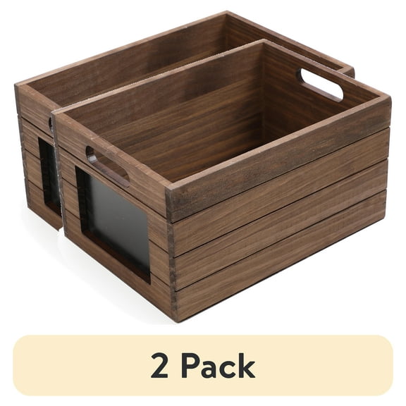 (2 pack) Mainstays Wood Storage Crate With Chalkboard Label