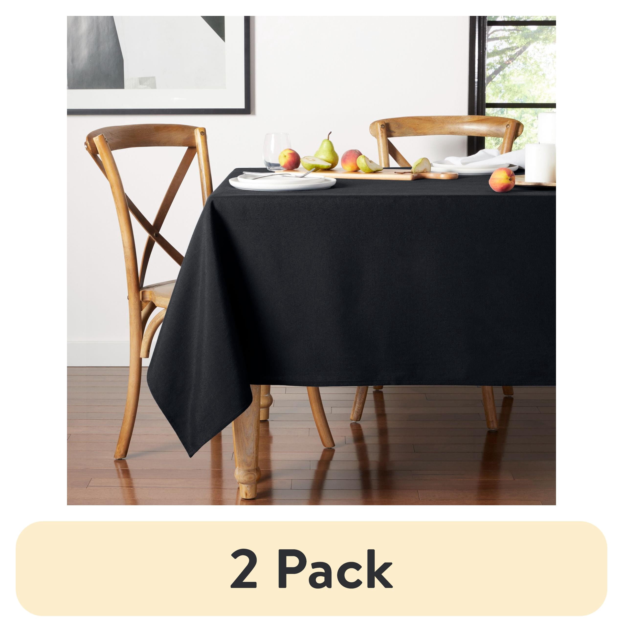 (2 pack) Mainstays Yale Fabric Tablecloth, Black, 60"W x 102"L Rectangle