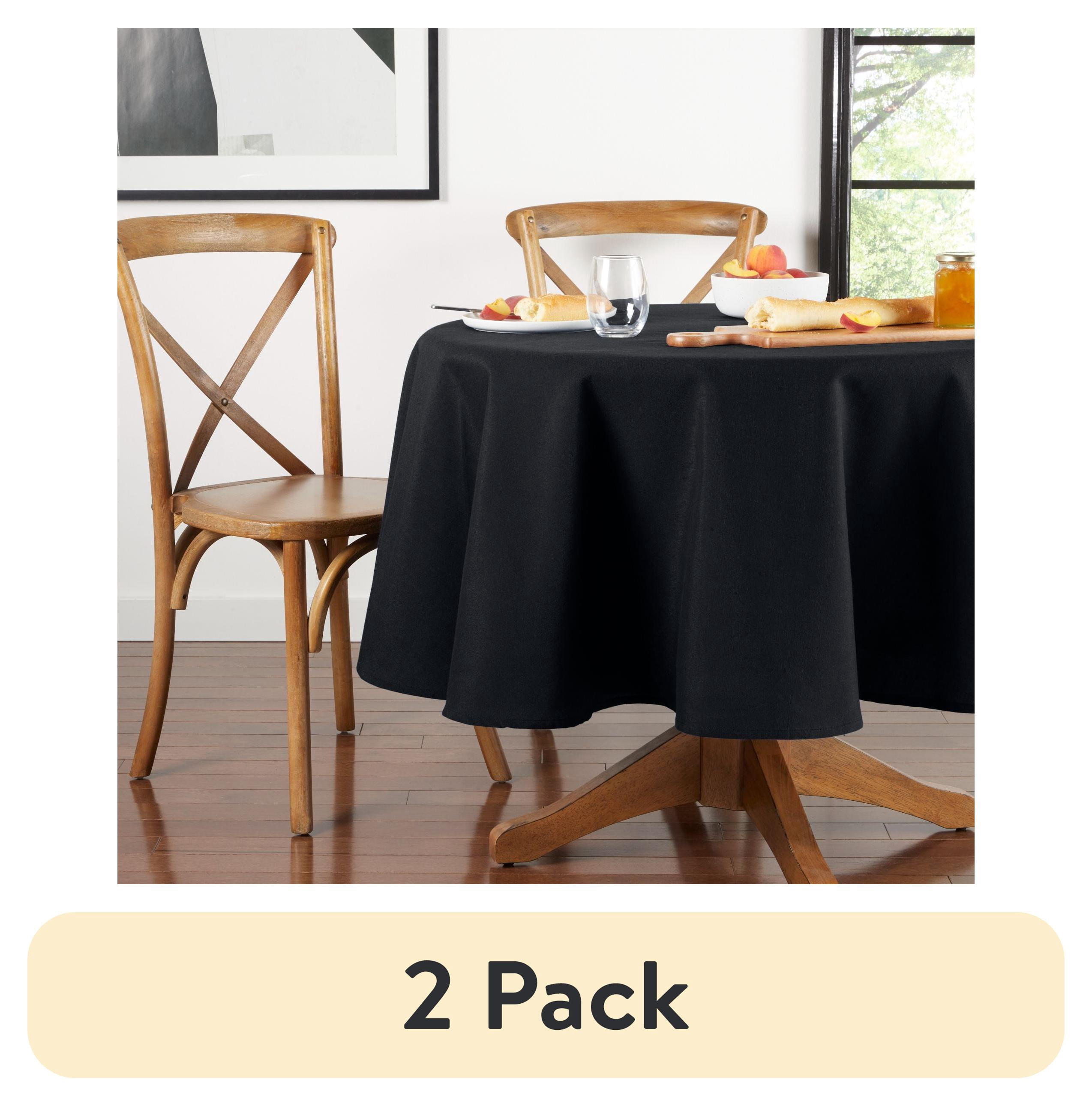 (2 pack) Mainstays Yale Fabric Tablecloth, Black, 70 in Round