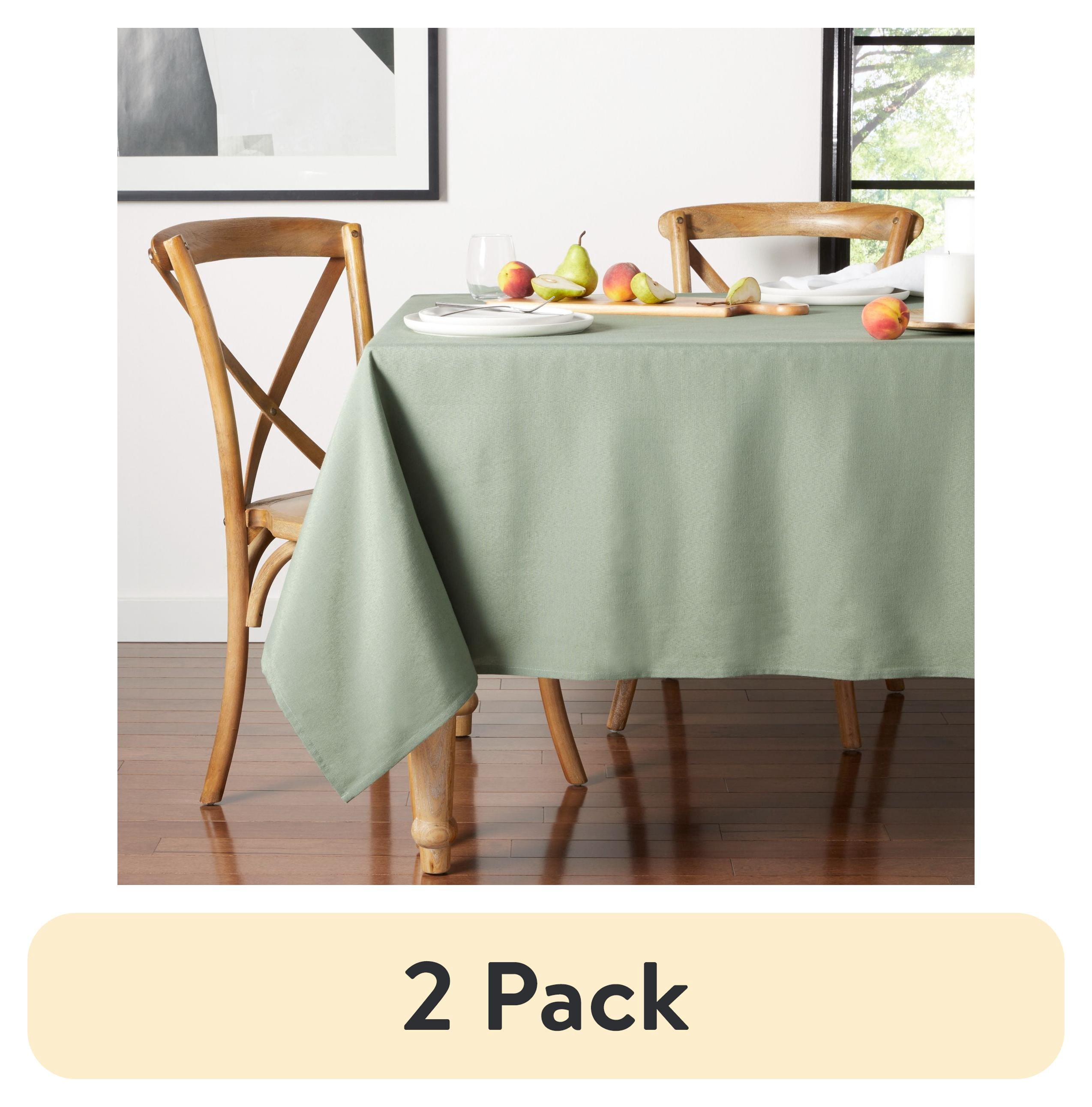 (2 pack) Mainstays Yale Fabric Tablecloth, Green, 60"W x 102"L Rectangle