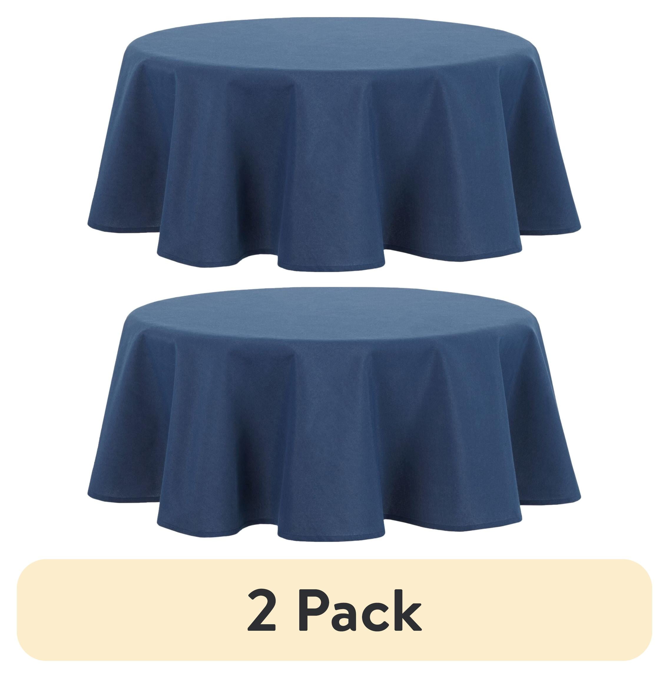 (2 pack) Mainstays Yale Fabric Tablecloth, Navy, 70 in Round