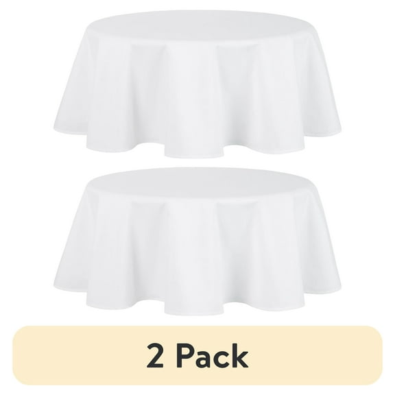 (2 pack) Mainstays Yale Fabric Tablecloth, White, 70" Round