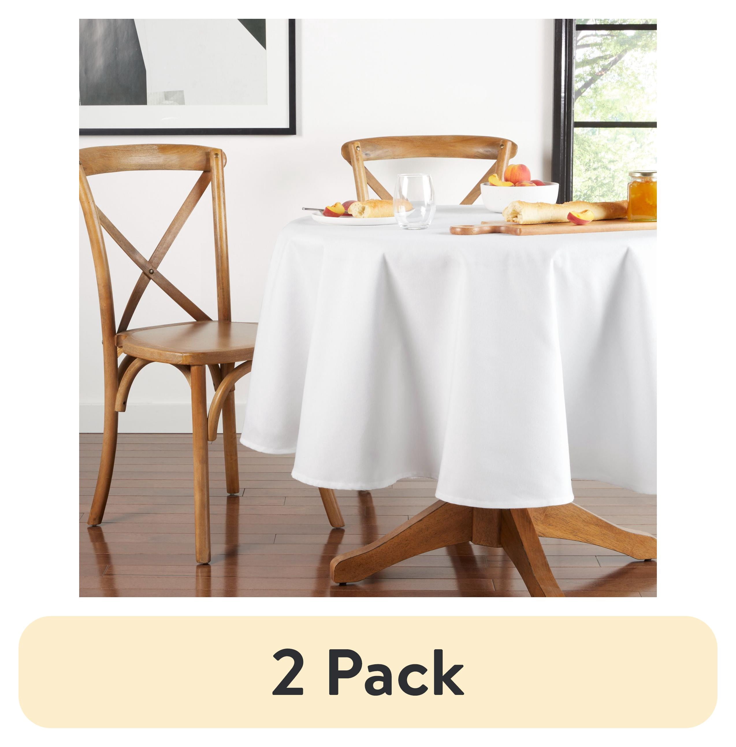 (2 pack) Mainstays Yale Fabric Tablecloth, White, 70" Round