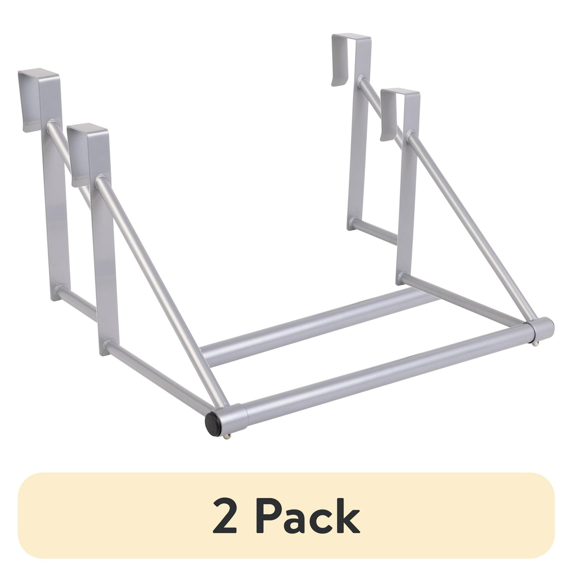 (2 pack) Mainstays Over-The-Door Metal Hanging Organizer Rod for Closet, Silver