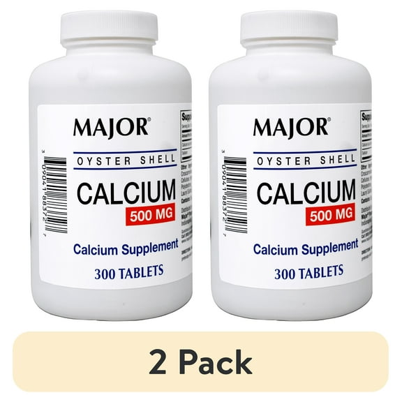 (2 pack) Major Oyster Shell Calcium 500 mg - Daily Calcium Supplement - 300 Tablets