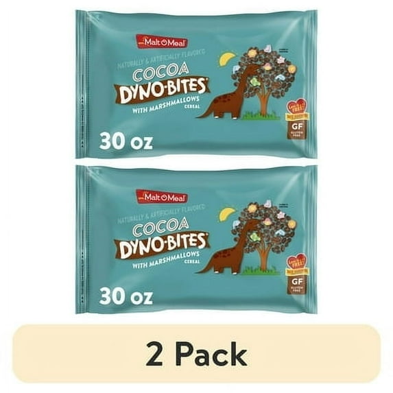 (2 pack) Malt-O-Meal Cocoa Dyno Bites with Marshmallows Breakfast Cereal, Crunchy 30 oz Resealable Cereal Bag