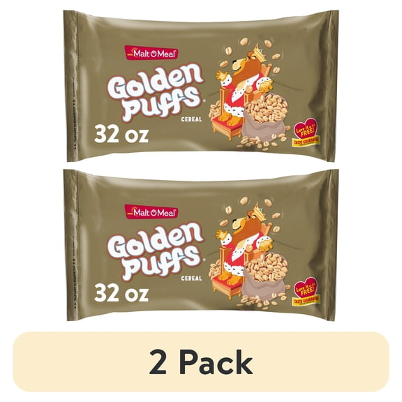 (2 pack) Malt-O-Meal Golden Puffs Sweetened Puffed Wheat Breakfast Cereal, 32 oz Resealable