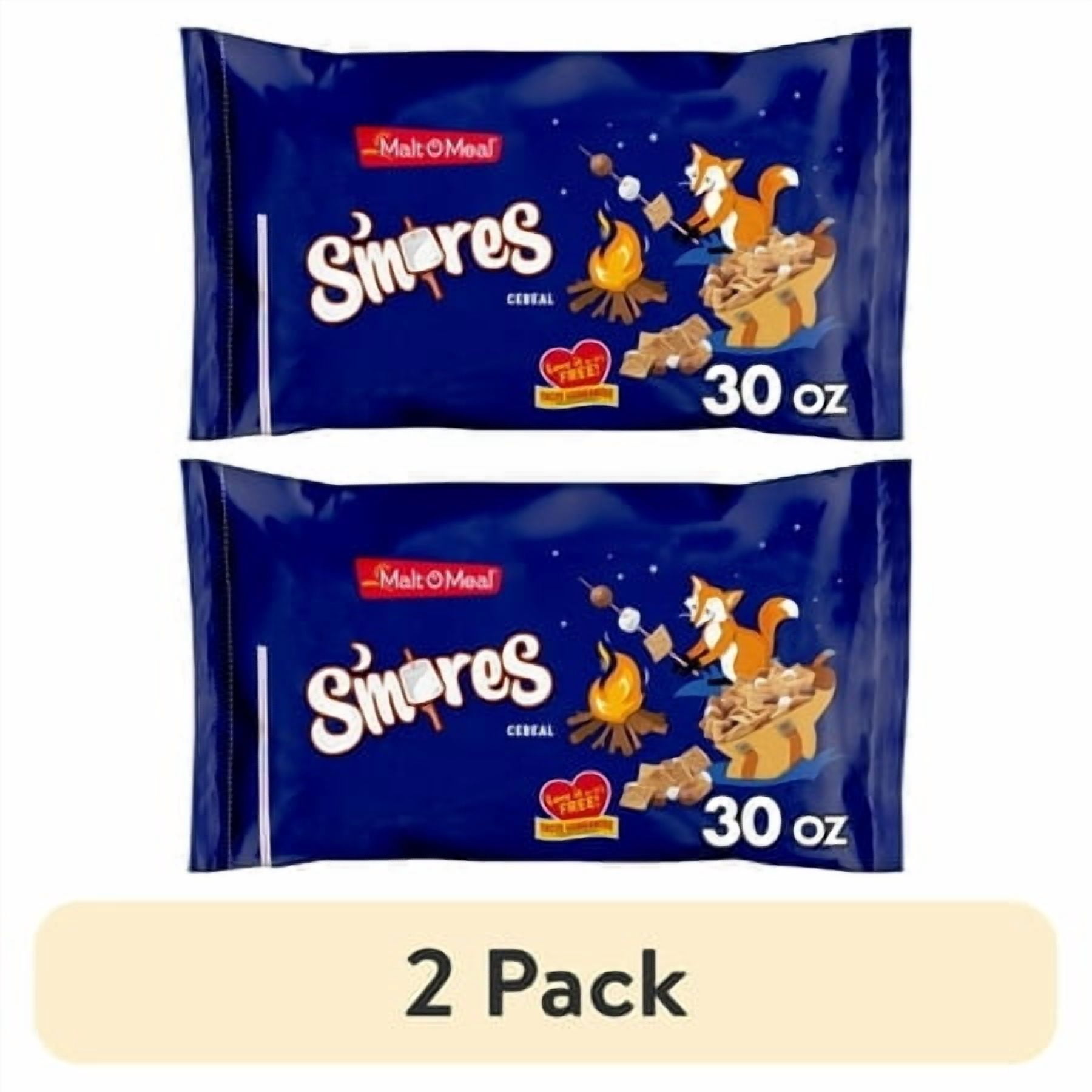 (2 pack) Malt-O-Meal S'mores Breakfast Cereal, Graham, Chocolate & Marshmallow, 30 oz Bag