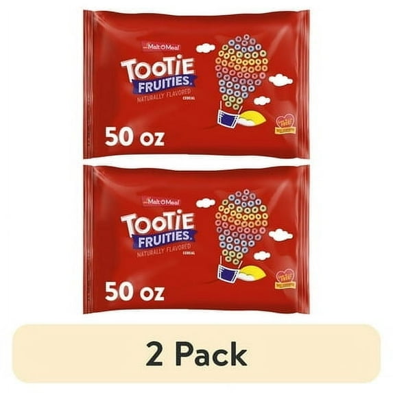 (2 pack) Malt-O-Meal Tootie Fruities Cereal, Fruity Breakfast Cereal, Crunchy 50 oz Resealable Bag