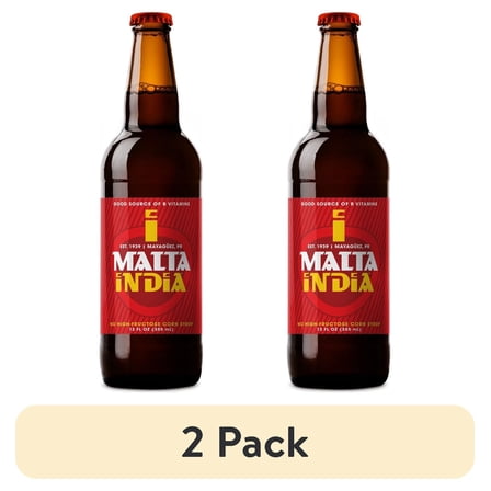 (2 pack) Malta India Malt Beverage, 6 pack 12 fl oz Glass Bottle, Non-Alcoholic, No Allergens