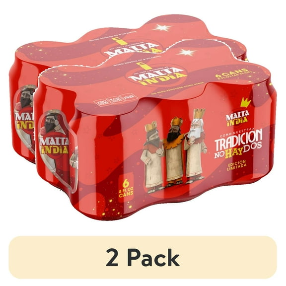 (2 pack) Malta India Malt Beverage 6 Pack 8 fl oz Aluminum Can, Allergens Not Contained
