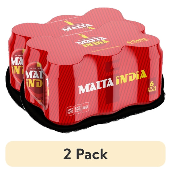 (2 pack) Malta India Malt Beverage 6 Pack 8 fl oz Aluminum Can, Allergens Not Contained