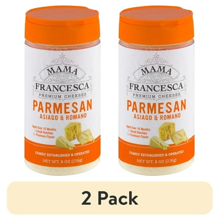 (2 pack) Mama Francesca Parmesan, Asiago & Romano Grated Cheese, 8 oz Shaker