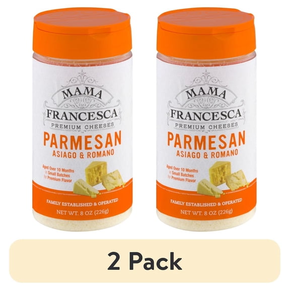 (2 pack) Mama Francesca Parmesan, Asiago & Romano Grated Cheese, 8 oz Shaker