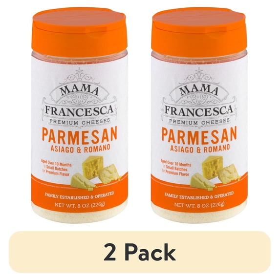 (2 pack) Mama Francesca Parmesan, Asiago & Romano Grated Cheese, 8 oz Shaker
