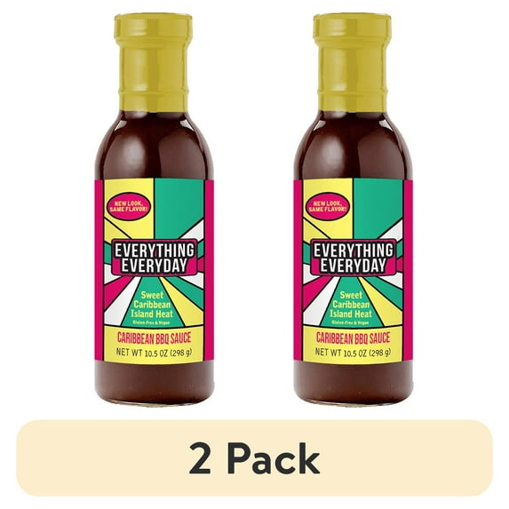 (2 pack) Everything Everyday Jerk Style Barbecue Sauce for Stir Fry, Cooking and Dipping, Shelf-Stable, Gluten-Free, Everything Everyday-Purpose, 10.5oz Bottle