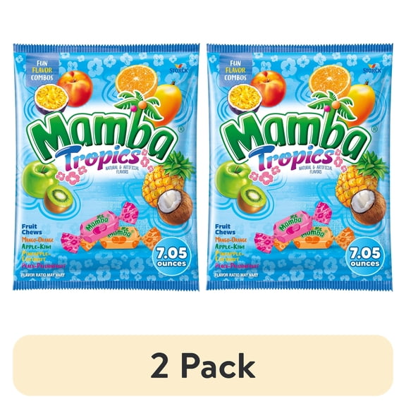 (2 pack) Mamba Tropics Fruit Chews Chewy Candy, 7.05 oz