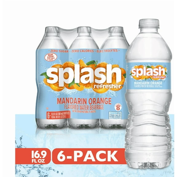 (2 pack) Mandarin Orange Flavored Water, 16.9 fl oz, 6 Pack Bottles (2 pack) Splash Mandarin Orange Flavored Water,