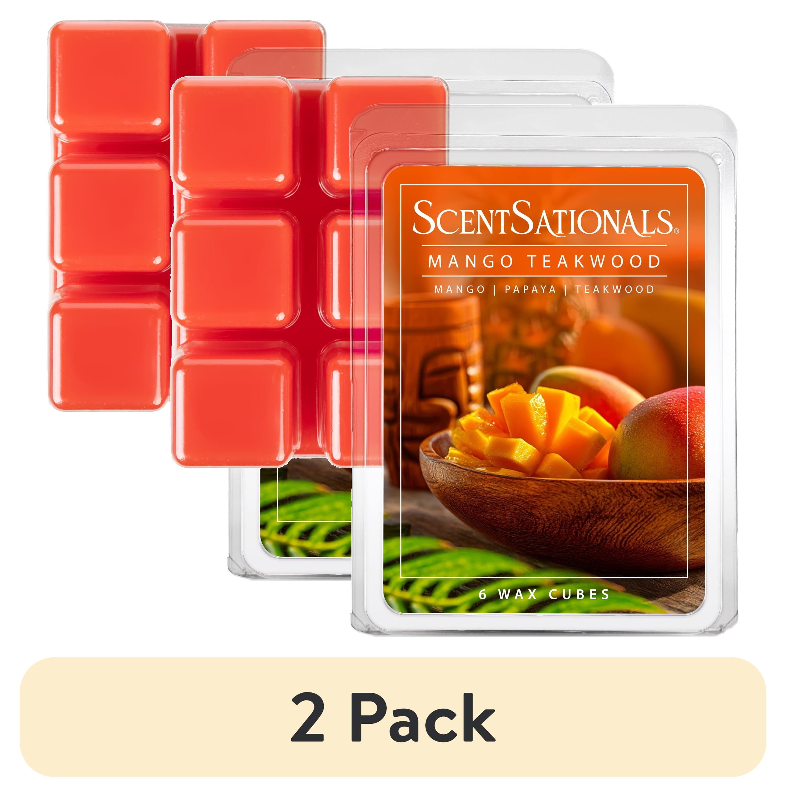 (2 pack) Mango Teakwood Scented Wax Melts, ScentSationals, 2.5 oz