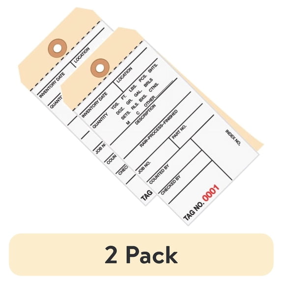 (2 pack) Manila Inventory Tags, 2-Part Carbonless, 500-999, Box Of 500