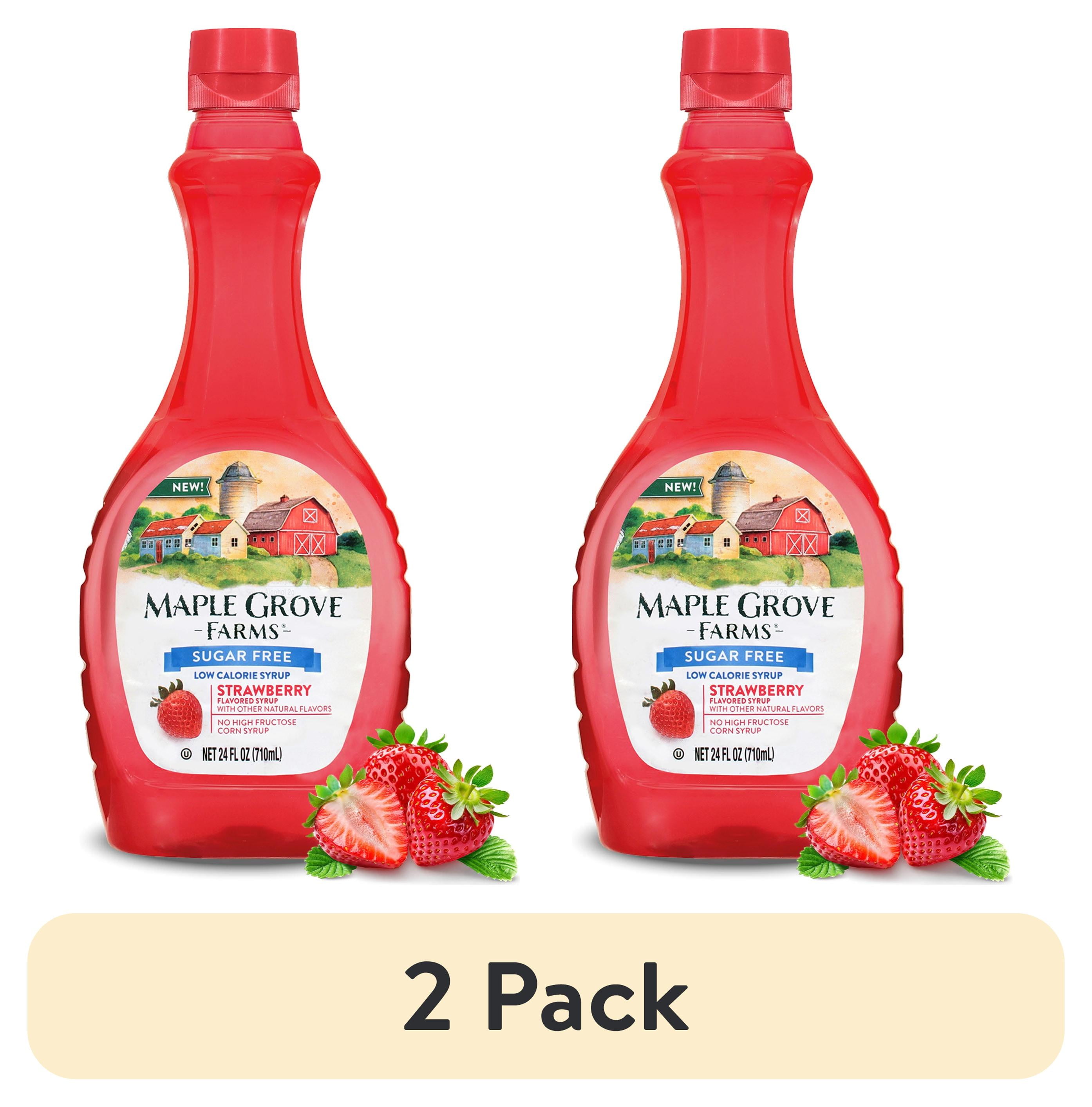 (2 pack) Maple Grove Farms Sugar Free Strawberry Syrup, Low Calorie Syrup, 24 fl oz Bottle