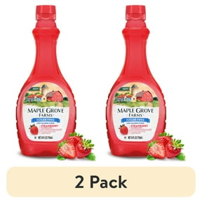 (2 pack) Maple Grove Farms Sugar Free Strawberry Syrup, Low Calorie Syrup, 24 fl oz Bottle