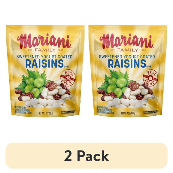 (2 pack) Mariani Dried Fruit, Vanilla Yogurt Covered Raisins, 7 oz Bag